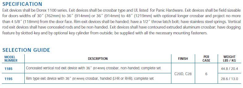 Crossbar devices - Door Doctor image 1100en spec